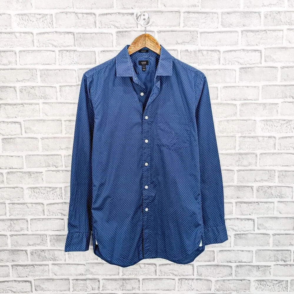 J. Crew Ludlow Men's Button up Shirt Blue w Mini Polka dot size Small